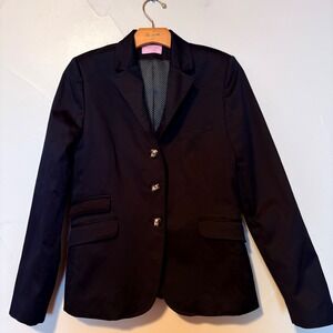 Curling Collection France Black Tailored Polished Cotton Stretch Blazer 40 S
